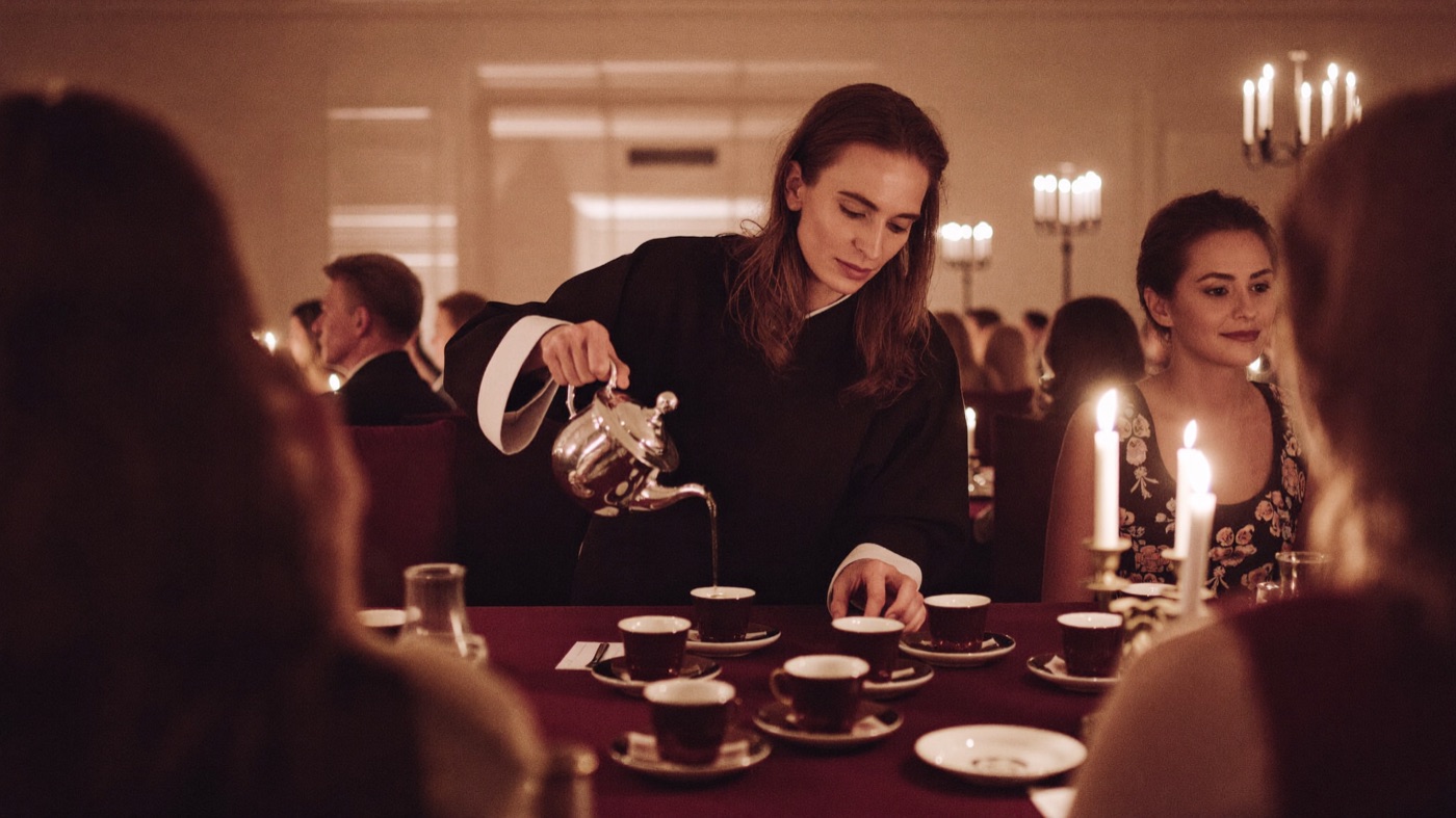 Tea service at an evening event